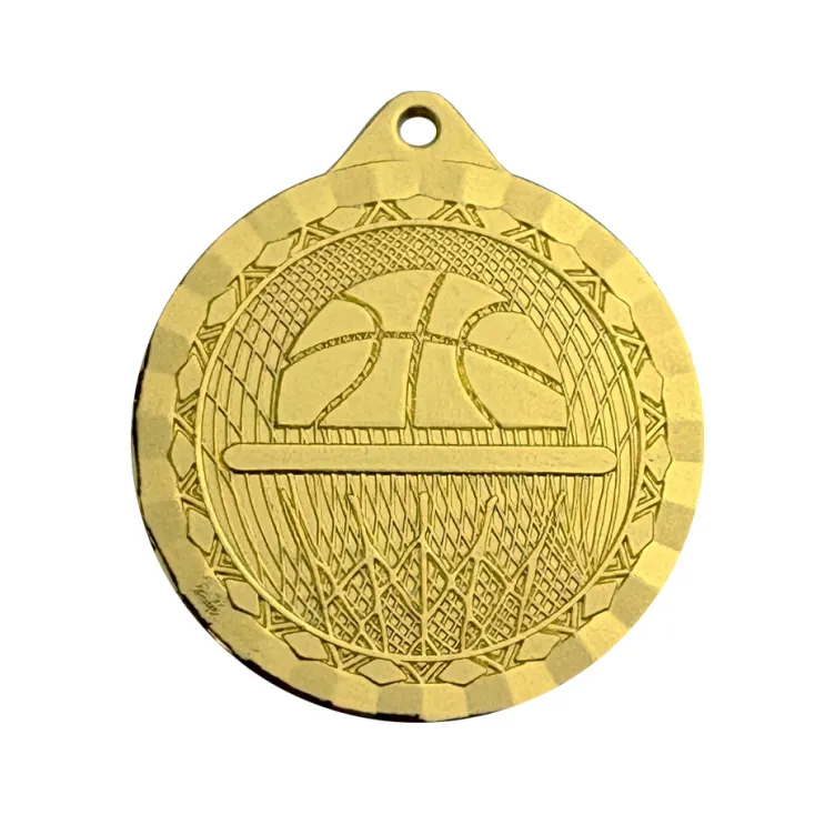 Medalla de Baloncesto Dorada en Metal