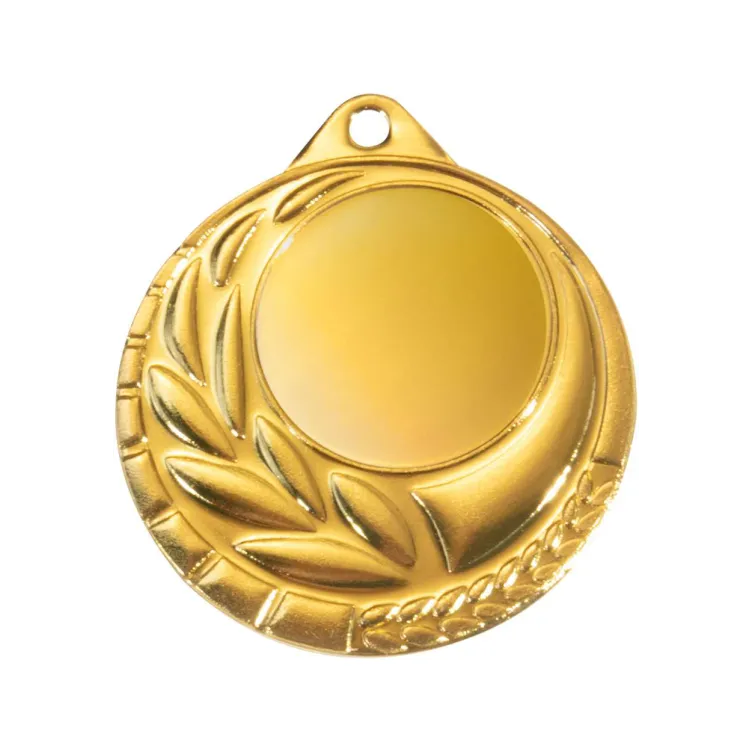 Medalla de Metal Dorada con Diseño de Laurel – Ideal para Premios y Reconocimientos