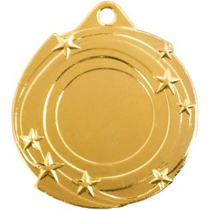 Medalla de Metal Dorada con Diseño de Estrellas