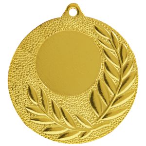 Medalla de metal dorada con laurel