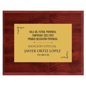 Placa de Homanaje de Madera dorada