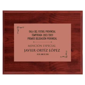 Placa de Homanaje de Madera bronce