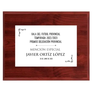 Placa de Homanaje de Madera blanca