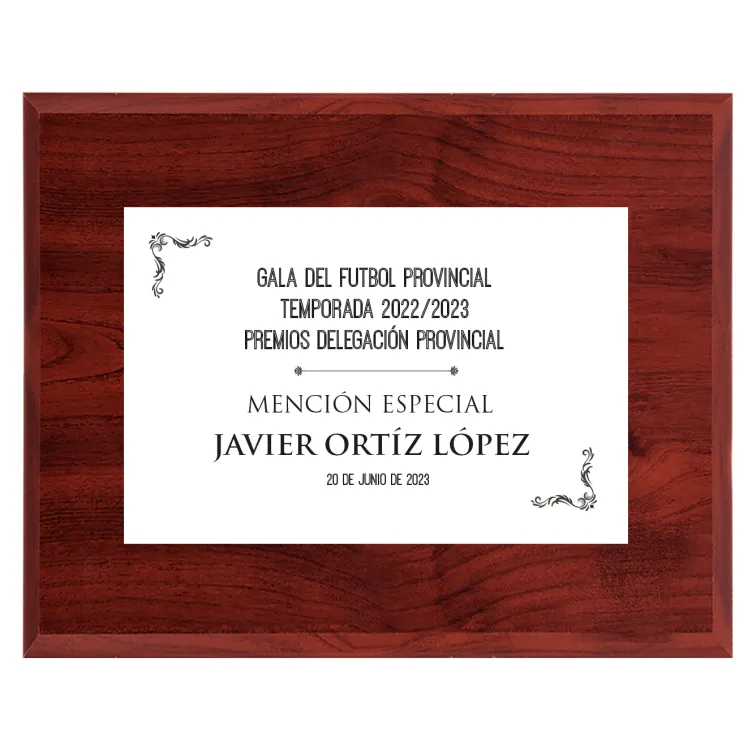 Placa de Homanaje de Madera blanca