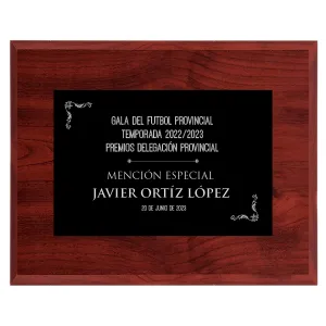 Placa de Homanaje de Madera negra