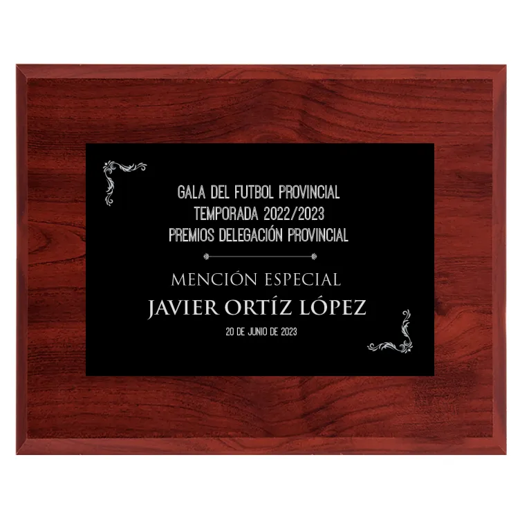 Placa de Homanaje de Madera negra