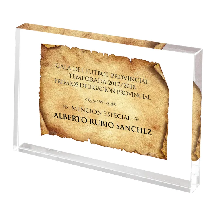 Placa de Homanaje de Metacrilato