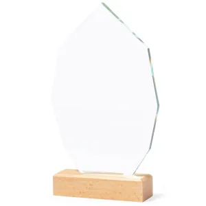 Trofeo de Cristal con Base de Madera