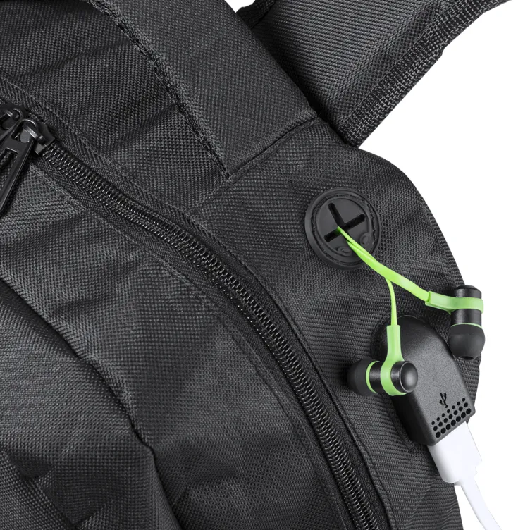 Mochila Halnok Conexión USB. Bolsillo Acolchado para Portátil y Tablet. Parte Trasera y Cintas Acolchadas