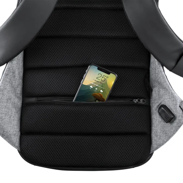 Mochila Koneit Conexión USB. Bolsillo Acolchado para Portátil y Tablet. Parte Trasera y Cintas Acolchadas. Cierre Seguridad Incluido