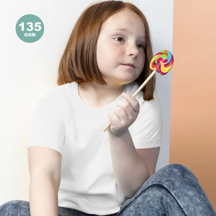 Camiseta Niño Blanca Hecom Tallas: 4-5, 6-8, 10-12