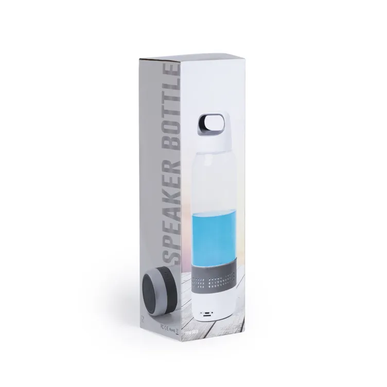 Bidón Altavoz Padow 500 ml. Conexión Bluetooth. Potencia 3W. Recargable USB. Presentación Individual. Cable Incluido