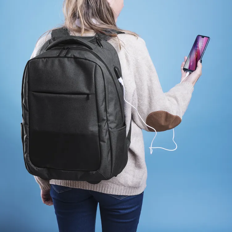 Mochila Trolley Haltrix Conexión USB. Bolsillo Acolchado para Portátil. Cintas Acolchadas
