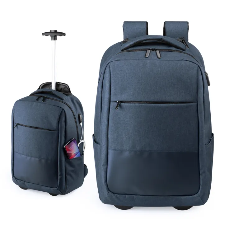 Mochila Trolley Haltrix Conexión USB. Bolsillo Acolchado para Portátil. Cintas Acolchadas