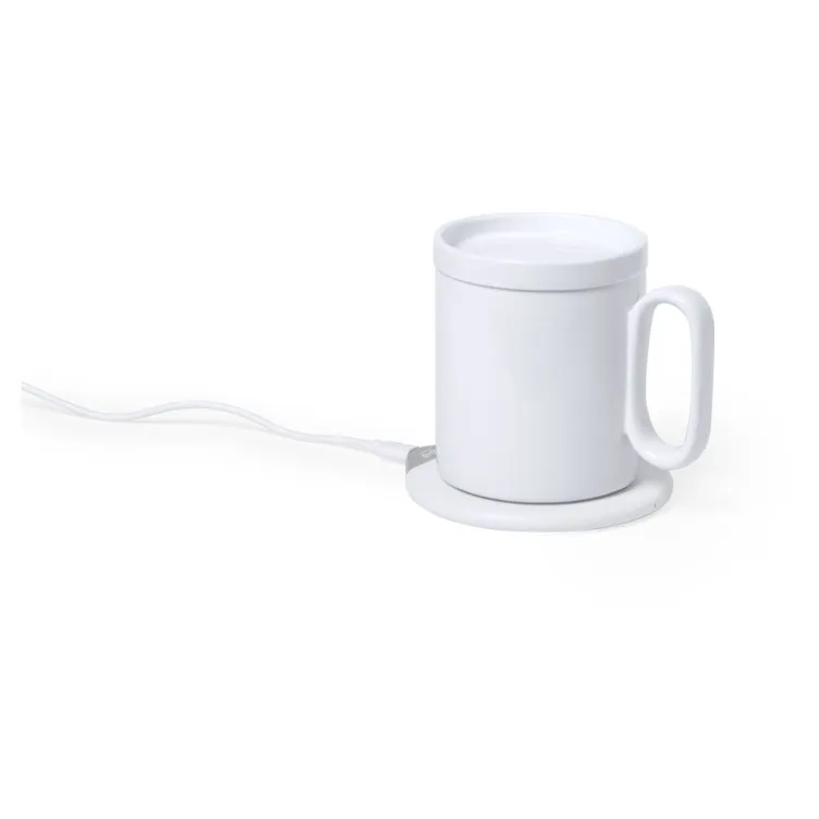 Calentador Tazas Cargador Kalan 350 ml. Inalámbrico. Carga Rápida 10W. Conexión USB. Cable Incluido
