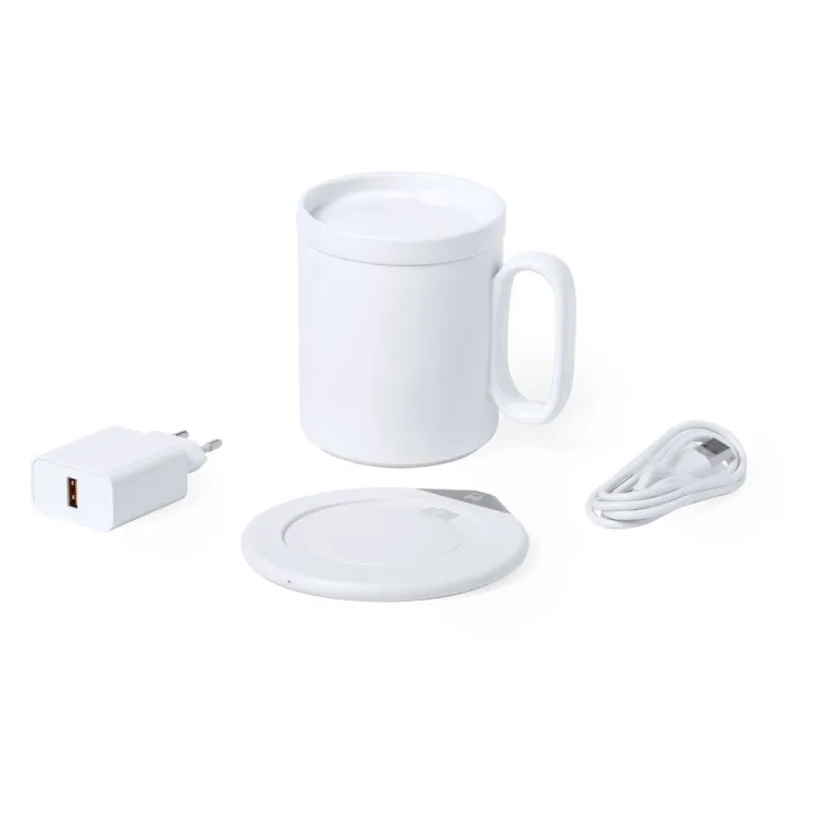 Calentador Tazas Cargador Kalan 350 ml. Inalámbrico. Carga Rápida 10W. Conexión USB. Cable Incluido