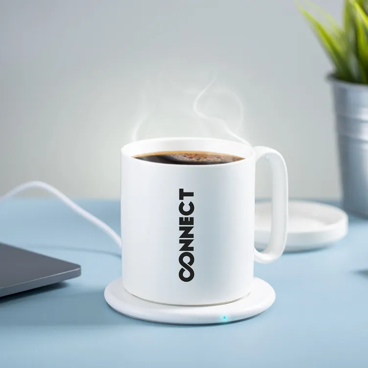 Calentador Tazas Cargador Kalan 350 ml. Inalámbrico. Carga Rápida 10W. Conexión USB. Cable Incluido