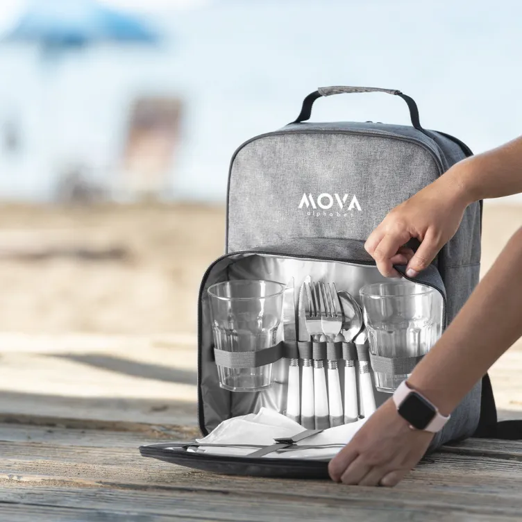 Mochila Nevera Picnic Kazor 12 Piezas. 2 Servicios. Parte Trasera y Cintas Acolchadas